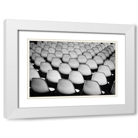 Seats White Modern Wood Framed Art Print with Double Matting by Pfeiffer, Peter
