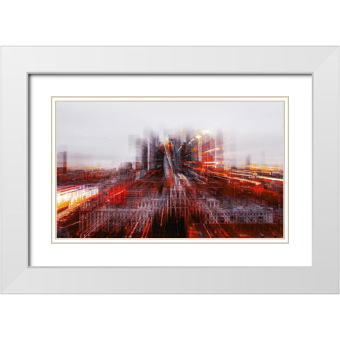 Tron City White Modern Wood Framed Art Print with Double Matting by Chiriaco, Carmine