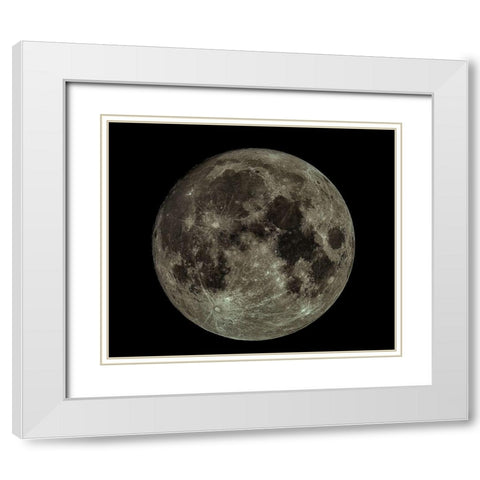 Full Moon White Modern Wood Framed Art Print with Double Matting by Kalika, Michael