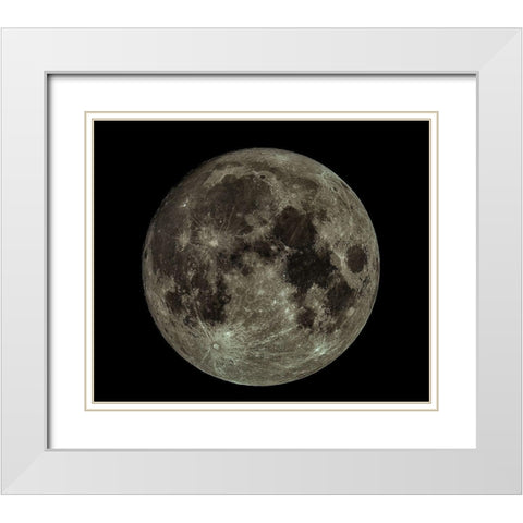 Full Moon White Modern Wood Framed Art Print with Double Matting by Kalika, Michael