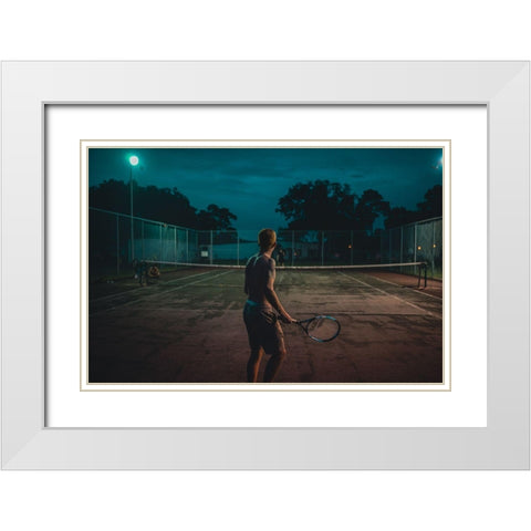 Night Tennis White Modern Wood Framed Art Print with Double Matting by Viola, Vincenzo