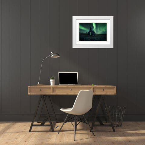Northern Lights White Modern Wood Framed Art Print with Double Matting by Martin Castan, David