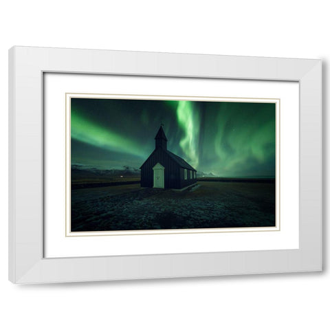 Northern Lights White Modern Wood Framed Art Print with Double Matting by Martin Castan, David