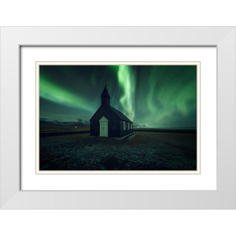 Northern Lights White Modern Wood Framed Art Print with Double Matting by Martin Castan, David