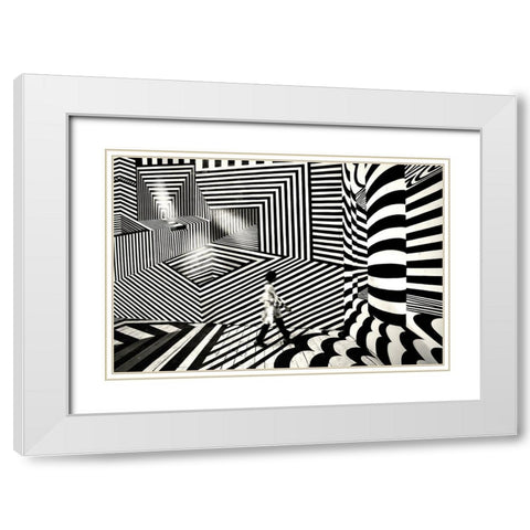 Pattern Walk 2 White Modern Wood Framed Art Print with Double Matting by Das, Avishek