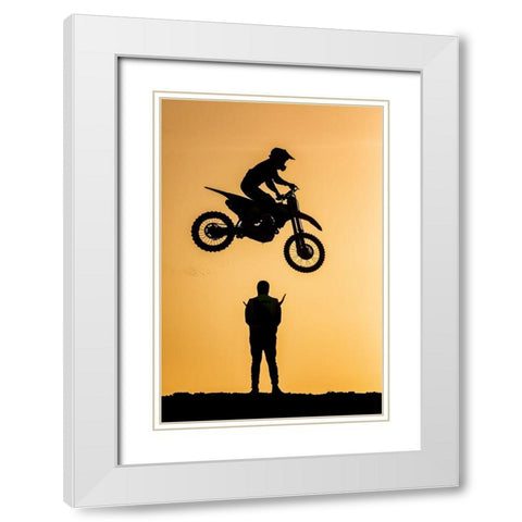 Jump Over White Modern Wood Framed Art Print with Double Matting by Allam, Abdelkader