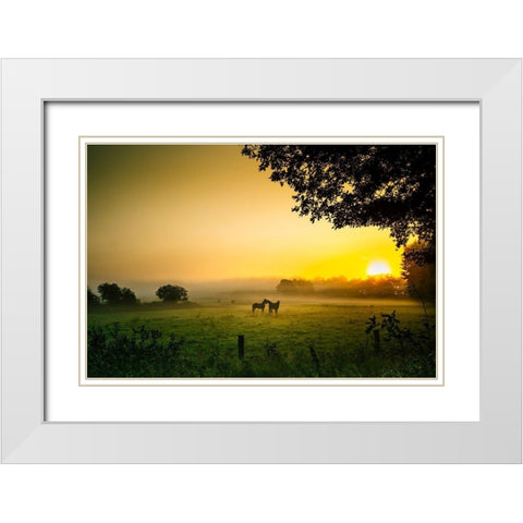 Romantik in der Morgenstunde White Modern Wood Framed Art Print with Double Matting by Jansen, Arne