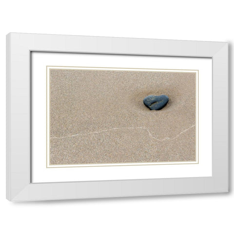 Stone at Barmouth Promenade White Modern Wood Framed Art Print with Double Matting by Fraikin, Chris