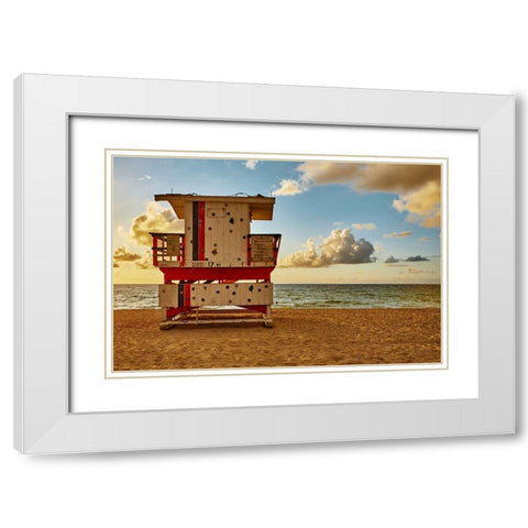 Miami Beach White Modern Wood Framed Art Print with Double Matting by Zeise, Wilfried