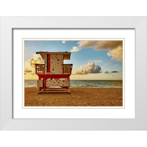 Miami Beach White Modern Wood Framed Art Print with Double Matting by Zeise, Wilfried
