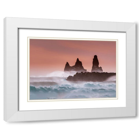 Roaring ocean White Modern Wood Framed Art Print with Double Matting by Dai, Wei David