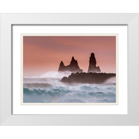 Roaring ocean White Modern Wood Framed Art Print with Double Matting by Dai, Wei David