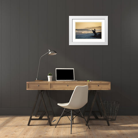 Waiting for the moment White Modern Wood Framed Art Print with Double Matting by Chen, William