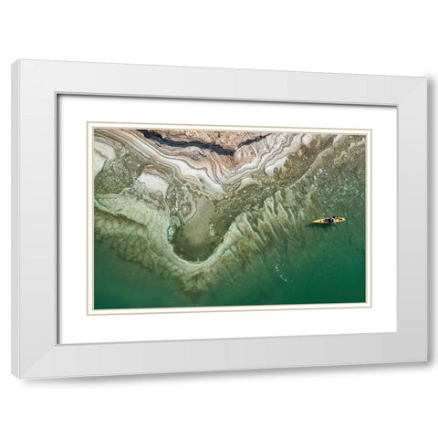 Kayaker Dead Sea White Modern Wood Framed Art Print with Double Matting by Meirovich, Ido