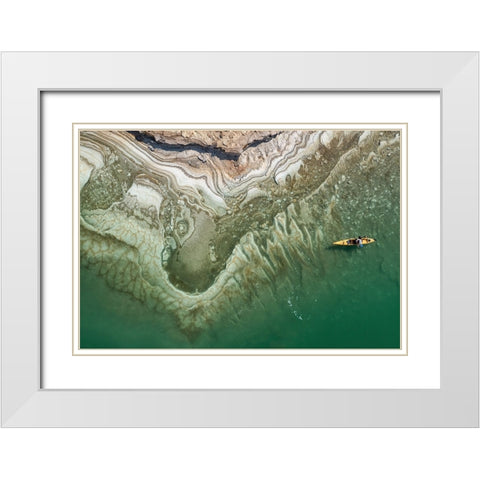 Kayaker Dead Sea White Modern Wood Framed Art Print with Double Matting by Meirovich, Ido