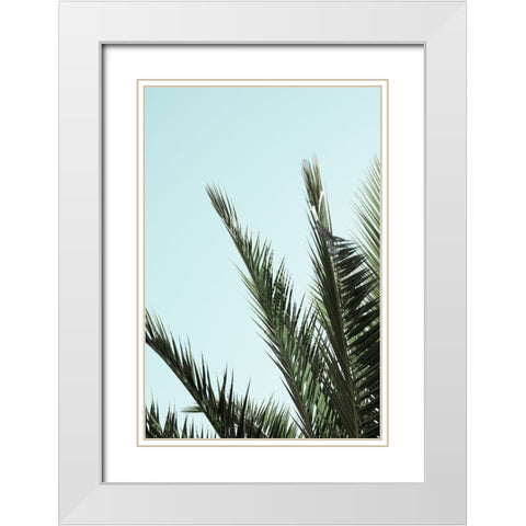 Palm leaves and sky 2 White Modern Wood Framed Art Print with Double Matting by Artographie Studio