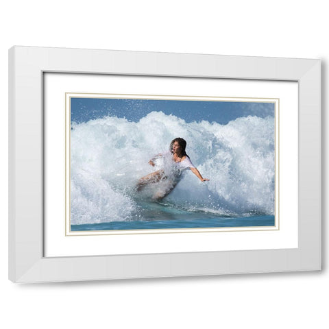 Surfer White Modern Wood Framed Art Print with Double Matting by Yuval