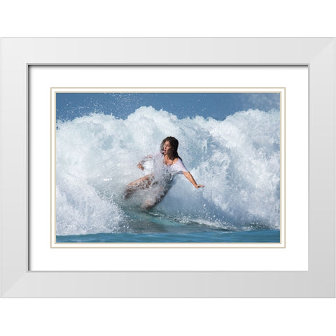 Surfer White Modern Wood Framed Art Print with Double Matting by Yuval