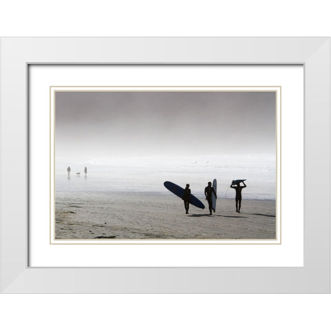 Surfing Time in a Foggy Day White Modern Wood Framed Art Print with Double Matting by Erkmen, Ugur