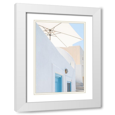 Sunshade and blue doors White Modern Wood Framed Art Print with Double Matting by Wride, Linda