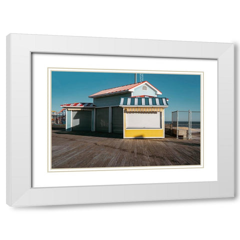 Boardwalk Shack White Modern Wood Framed Art Print with Double Matting by Leeman, Joshua