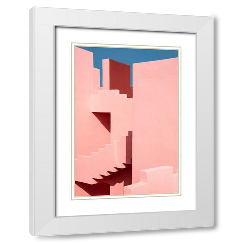 Shapes and shadows White Modern Wood Framed Art Print with Double Matting by Wride, Linda
