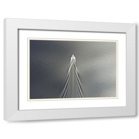 Usain Boat White Modern Wood Framed Art Print with Double Matting by Cederberg, Marcus