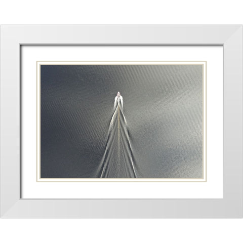 Usain Boat White Modern Wood Framed Art Print with Double Matting by Cederberg, Marcus