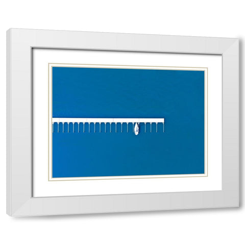 Lonely sail White Modern Wood Framed Art Print with Double Matting by Cederberg, Marcus