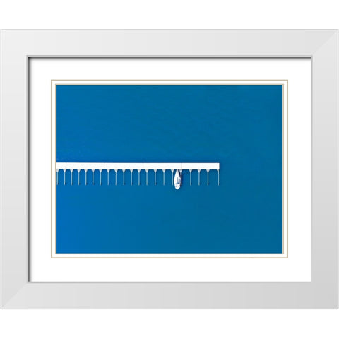 Lonely sail White Modern Wood Framed Art Print with Double Matting by Cederberg, Marcus