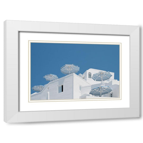 Blue and white White Modern Wood Framed Art Print with Double Matting by Wride, Linda