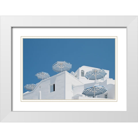Blue and white White Modern Wood Framed Art Print with Double Matting by Wride, Linda