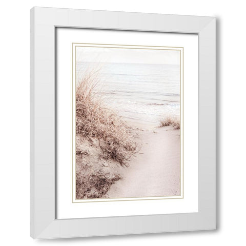 Beach 010 White Modern Wood Framed Art Print with Double Matting by Artographie Studio