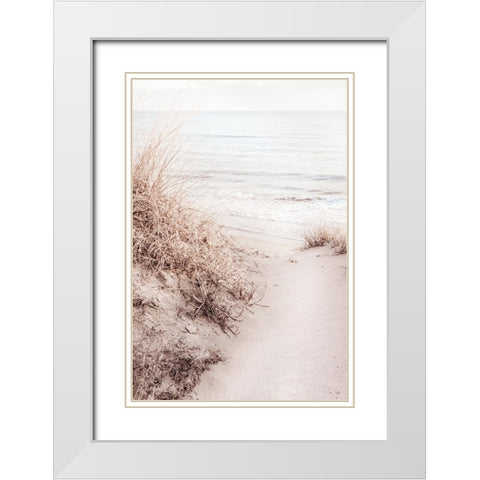 Beach 010 White Modern Wood Framed Art Print with Double Matting by Artographie Studio
