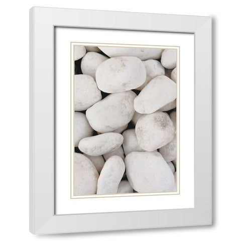 Stones 001 White Modern Wood Framed Art Print with Double Matting by Artographie Studio