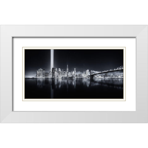 Unforgettable 9 11 White Modern Wood Framed Art Print with Double Matting by De La, Javier