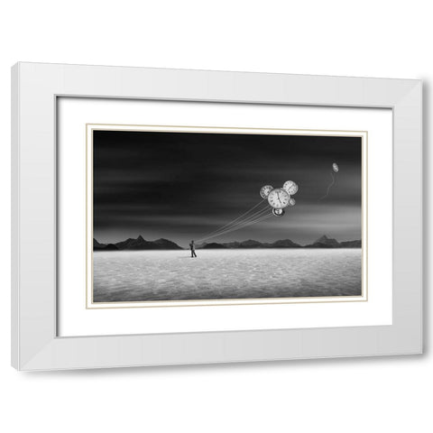 Time keeper White Modern Wood Framed Art Print with Double Matting by Ghosh, Swarnendu