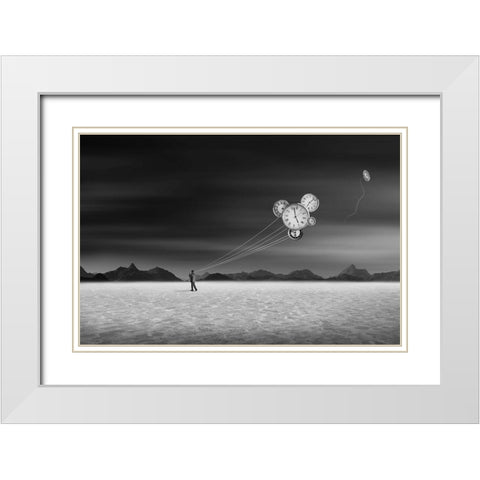 Time keeper White Modern Wood Framed Art Print with Double Matting by Ghosh, Swarnendu