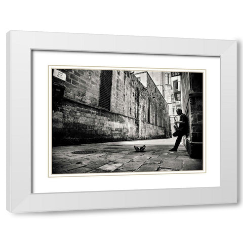 Silent Street White Modern Wood Framed Art Print with Double Matting by Van Geerenstein, Gertjan