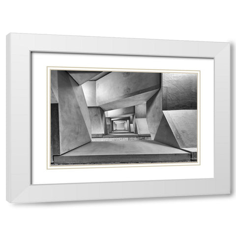 downstairs White Modern Wood Framed Art Print with Double Matting by Goetzinger, Guy