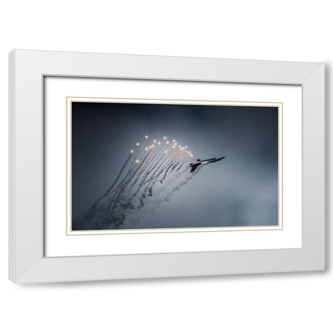 Firestarter White Modern Wood Framed Art Print with Double Matting by Leon