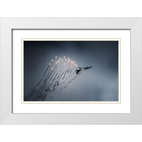 Firestarter White Modern Wood Framed Art Print with Double Matting by Leon
