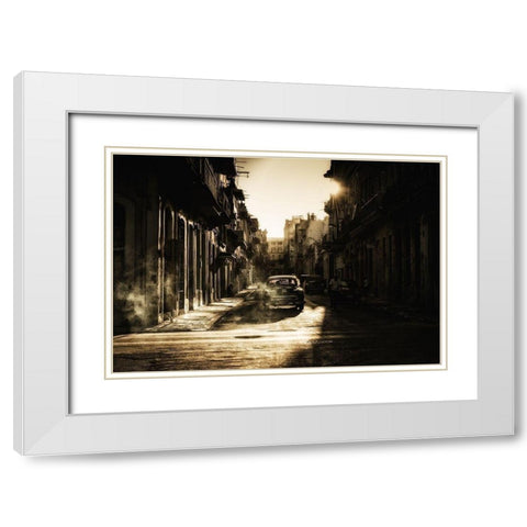 Mystic morning in Havana White Modern Wood Framed Art Print with Double Matting by Akpinar, Baris
