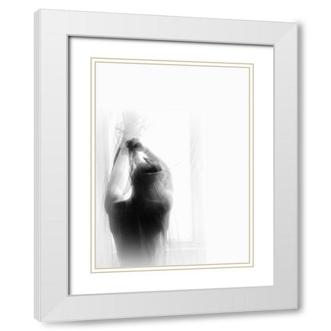 Morning White Modern Wood Framed Art Print with Double Matting by Haghi, Babak