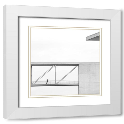 across the bridge White Modern Wood Framed Art Print with Double Matting by Lenzen, Klaus