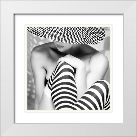 Zagging that Zig White Modern Wood Framed Art Print with Double Matting by Ashton-Jones, Howard