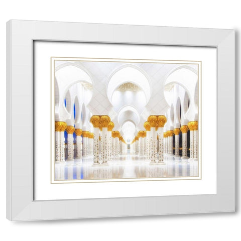 White and Gold White Modern Wood Framed Art Print with Double Matting by Raof, Mohamed