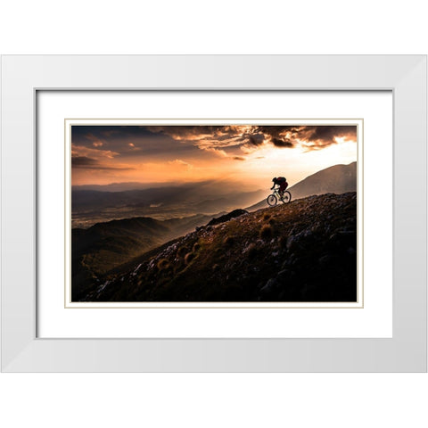 Sunset Ride White Modern Wood Framed Art Print with Double Matting by Bertoncelj, Sandi