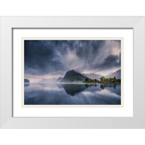 Hornindalsvatn II White Modern Wood Framed Art Print with Double Matting by Pablo De, Juan