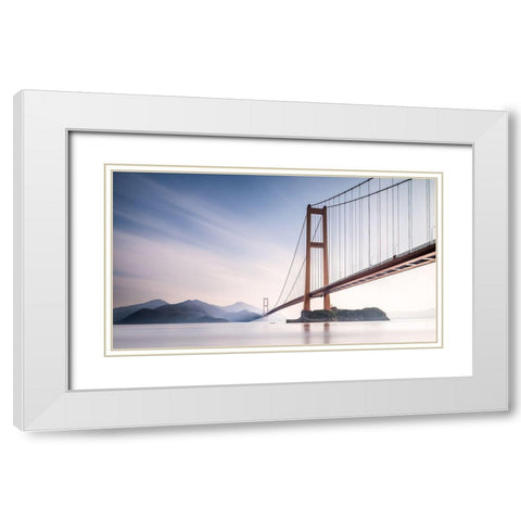 Xihou Bridge and Moon Bay White Modern Wood Framed Art Print with Double Matting by Ai, Qing